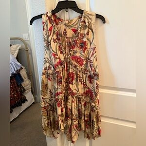 Free People Floral Tank Top - Red and Cream